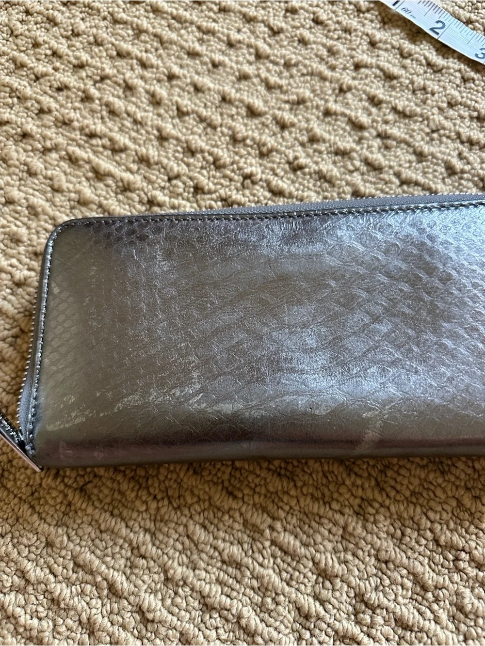 Michael Kors Gun Metal Gray/silver Embossed Continental Wallet